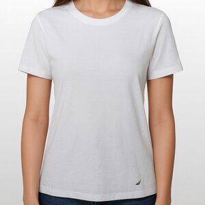 Nautica White Short Sleeve T-Shirt S – Classic Cotton Basic Tee